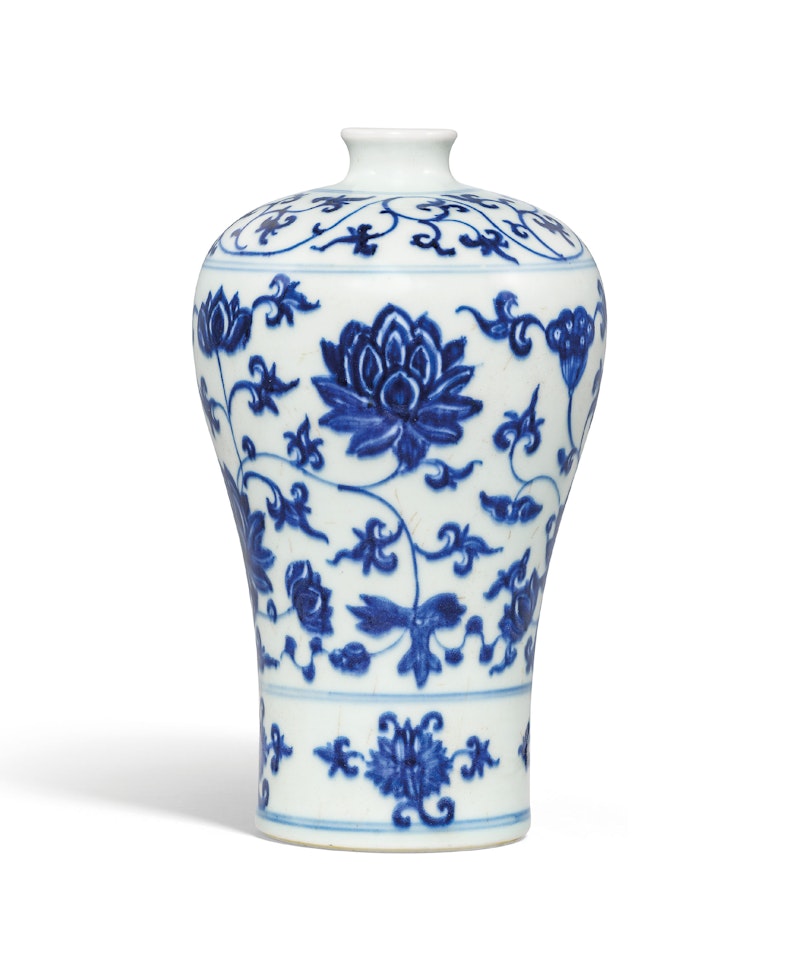 A BLUE AND WHITE MING-STYLE 'LOTUS' VASE, MEIPING by Anonymous