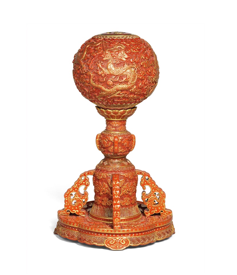 A VERY RARE IMITATION-LACQUER ‘DRAGON’ PORCELAIN HAT STAND by Anonymous