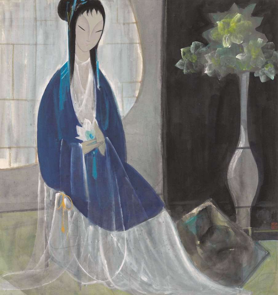 Lady with Lotus by Lin Fengmian