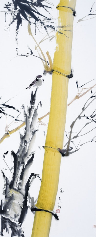 Golden Bamboo with Sparrow by Chen Wen Hsi