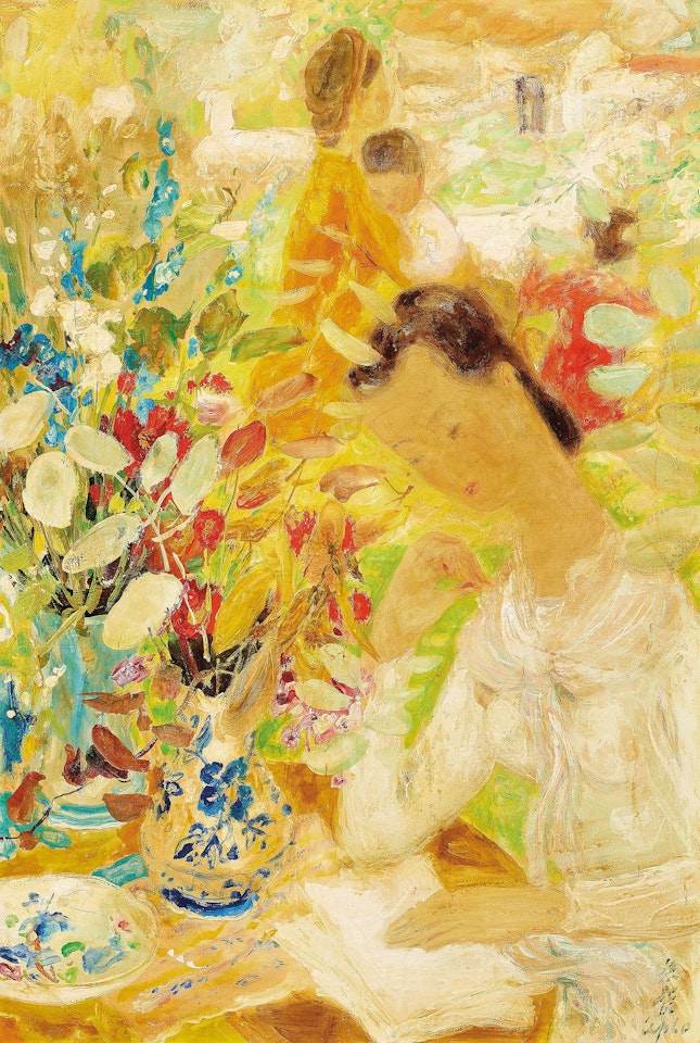 Woman with Flower by Le Pho