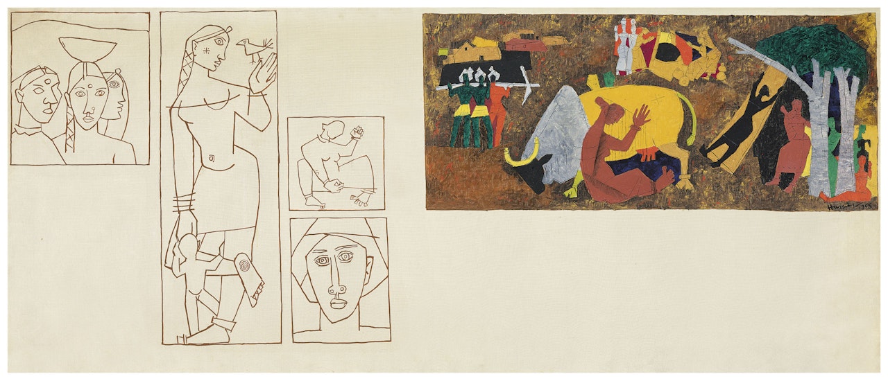 Untitled (Village Scenes) by M.F. Husain