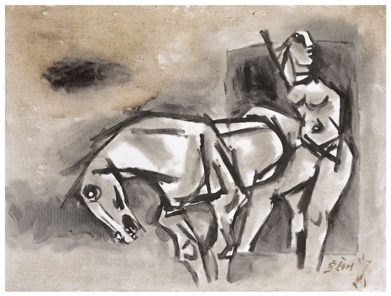 Woman with a Horse by M.F. Husain