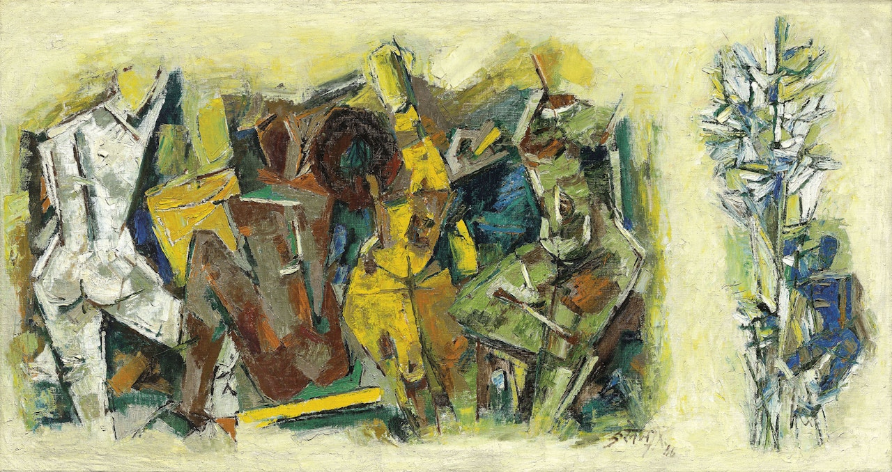 Gopees and Krishna by M.F. Husain