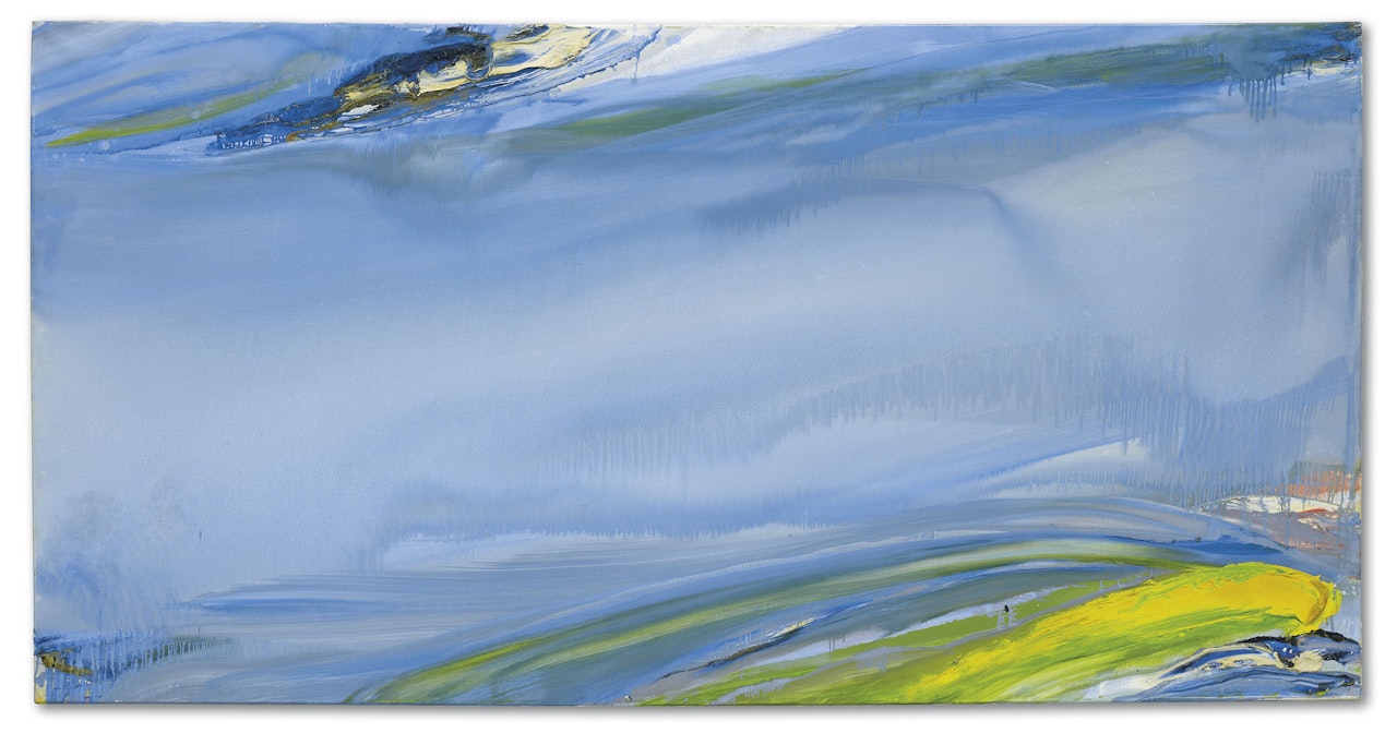 Bleu gris mouvant à la tache jaune by Olivier Debre