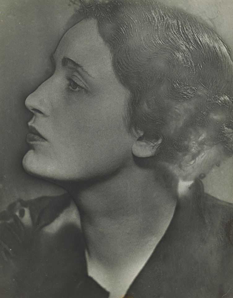 Solarised portrait of Joella Loy by Man Ray
