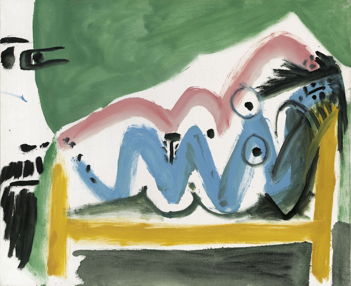 Nu allongé et tête d'homme de profil III by Pablo Picasso