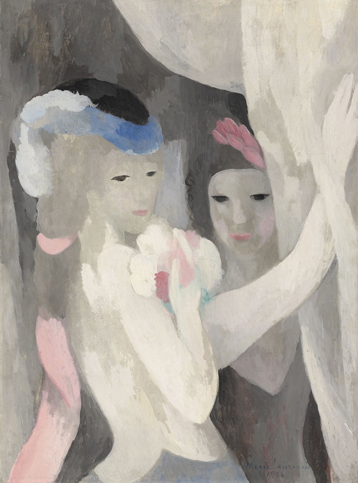 Deux femmes au rideau by Marie Laurencin