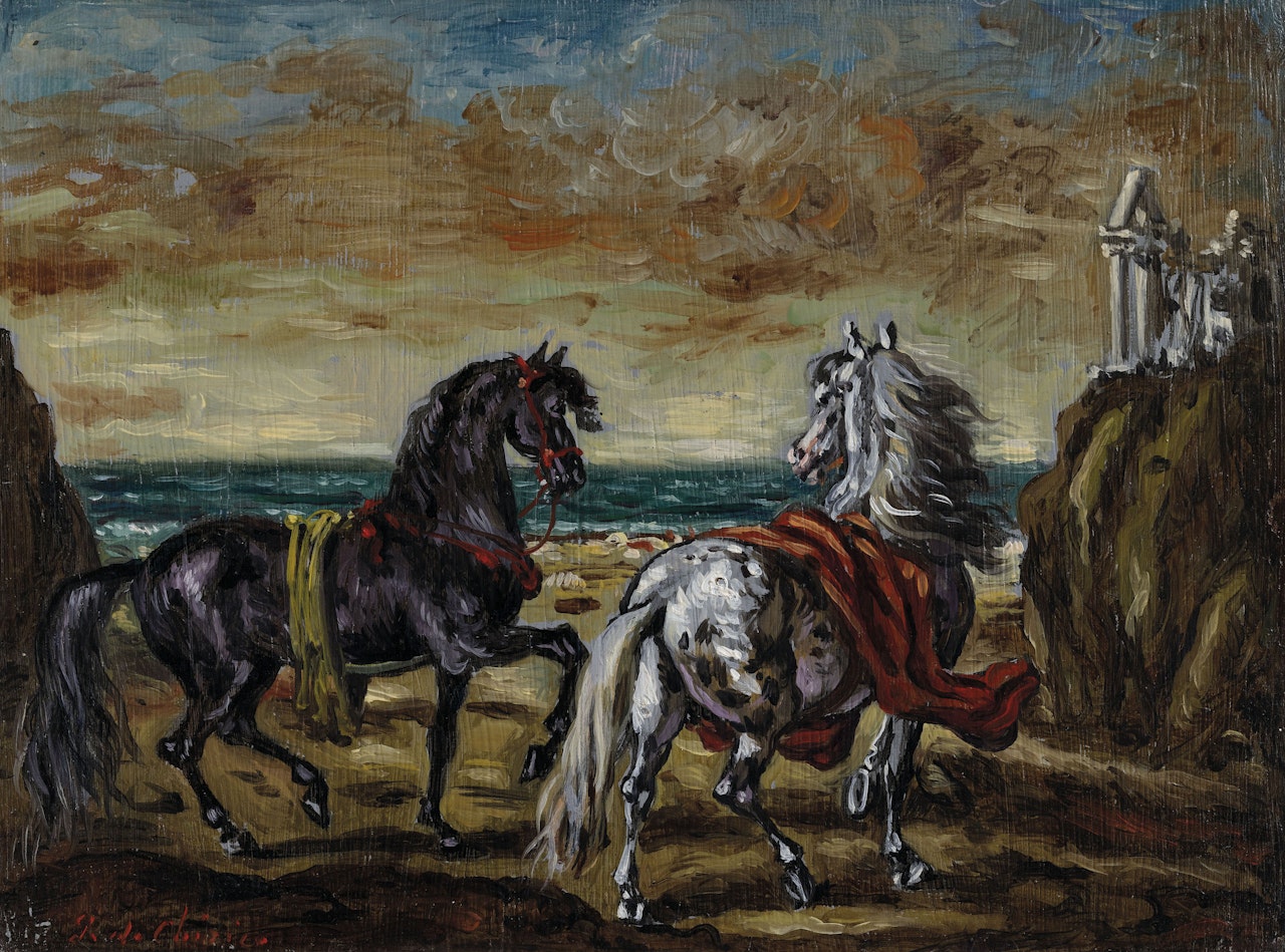 Cavalli in riva al mare by Giorgio de Chirico