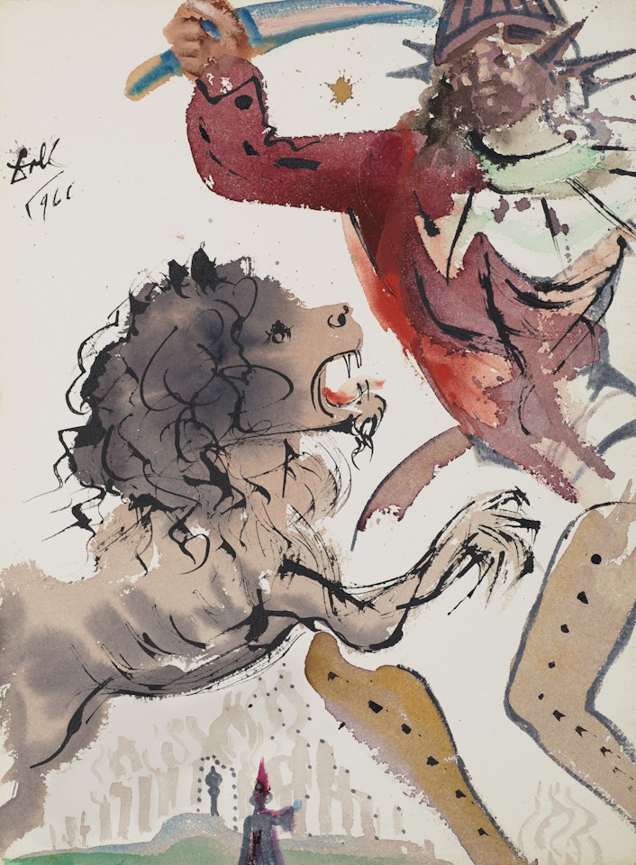 Guerriero e leone by Salvador Dali