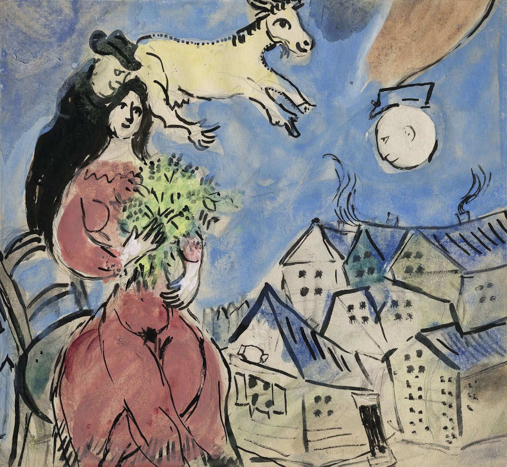 Le couple au village by Marc Chagall