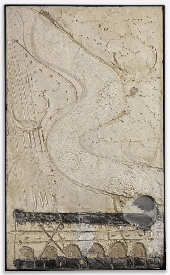 Color Cru amb traç sinnuós (Creamy Colour with Wavy Line) by Antoni Tapies