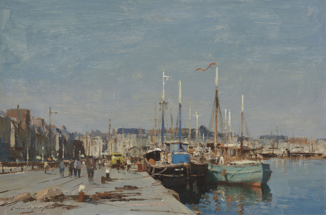 Boats in the harbour, Dieppe by Edward Seago