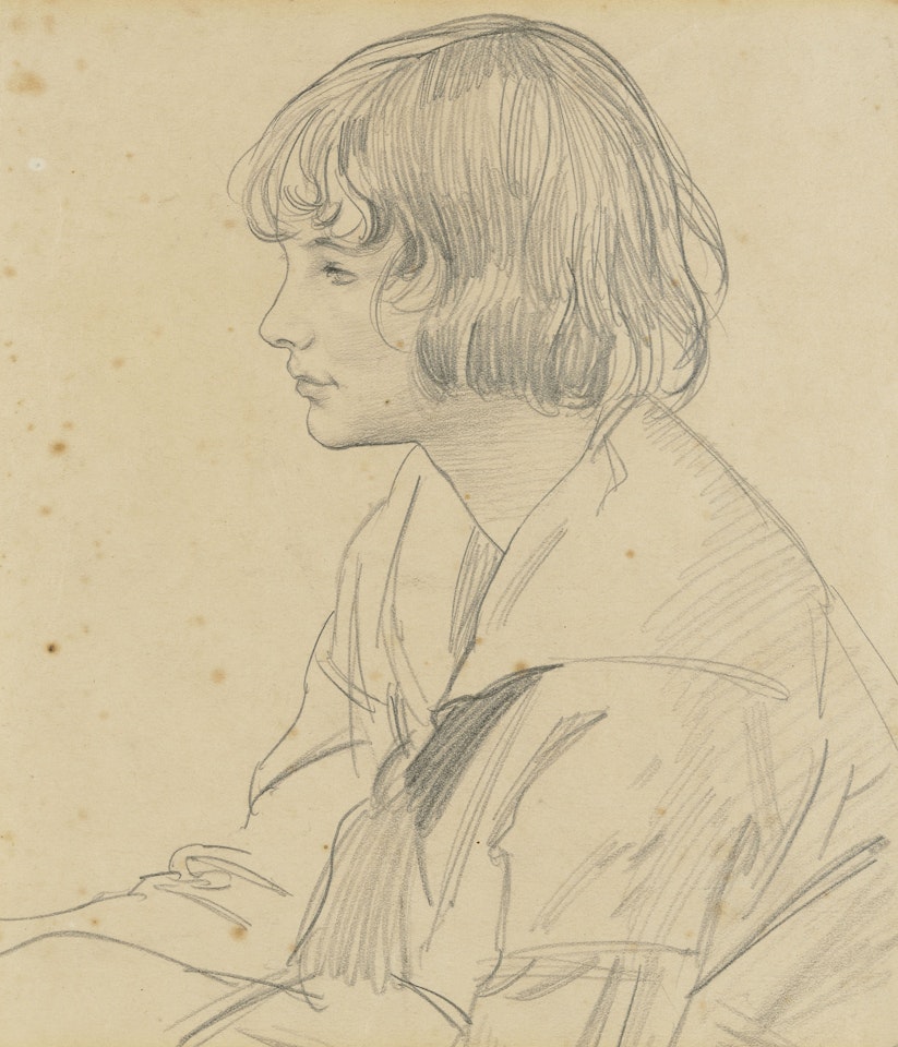 Portrait of Phyllis Crocker, half-length, in profile by Laura Knight