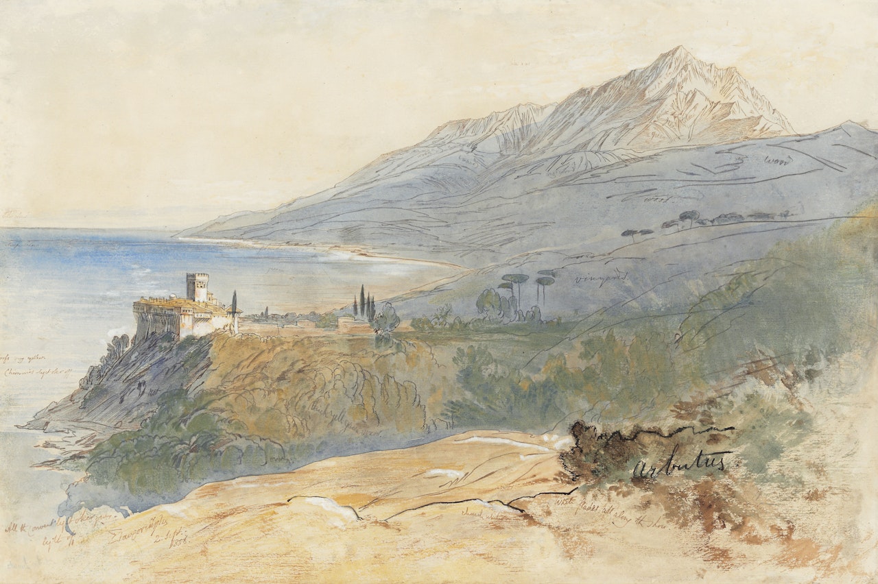The Monastery of Stavronikita, Mount Athos by Edward Lear