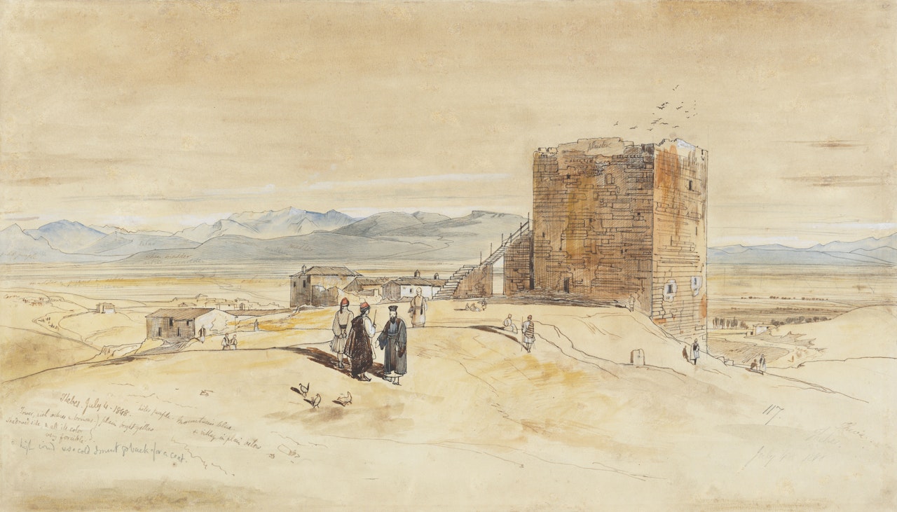 A ruined tower, Thebes by Edward Lear