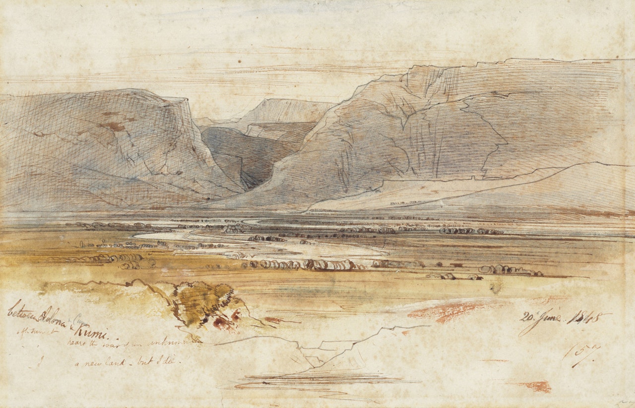 Between Avlona and Kymi [Cumi], Greece by Edward Lear