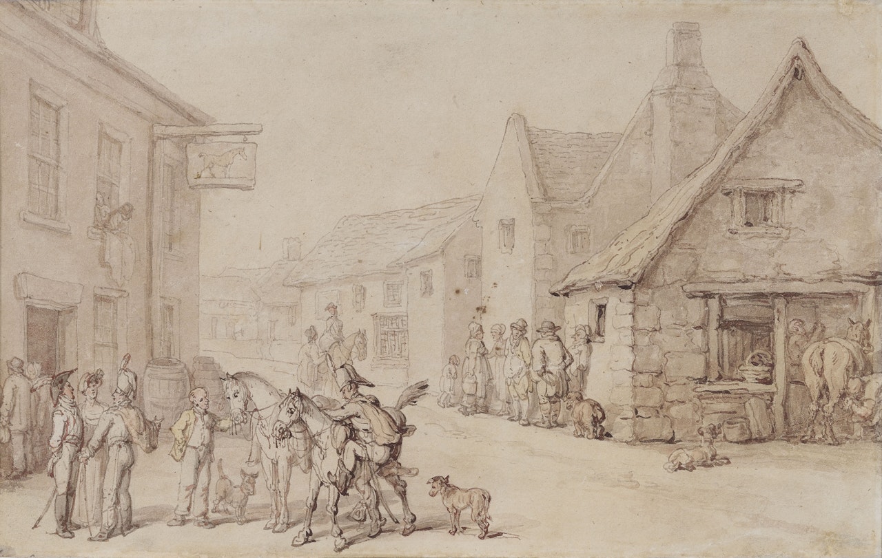 A village scene by Thomas Rowlandson