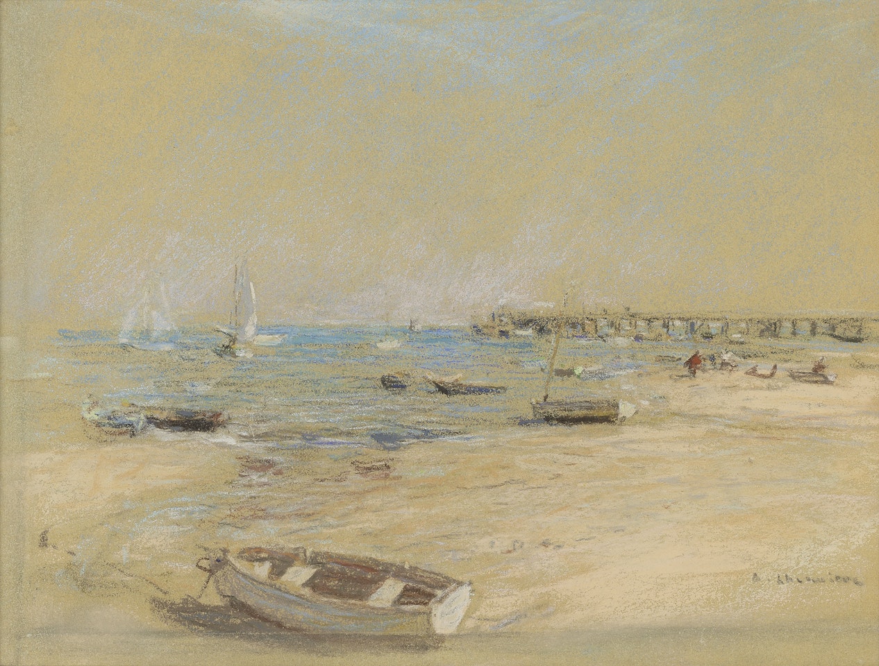 The beach at Trouville-sur-Mer by Léon Augustin Lhermitte