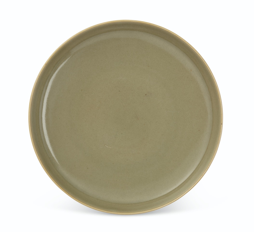AN UNUSUAL CELADON-GLAZED SHALLOW DISH by Anonymous