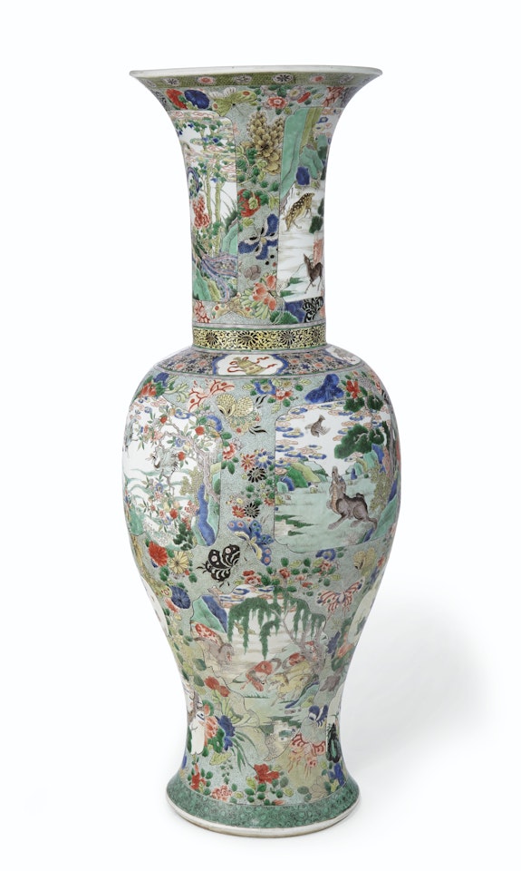 A LARGE FAMILLE VERTE 'PHOENIX TAIL' VASE by Anonymous