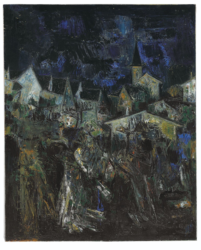 Untitled (Village dans la Nuit) by Sayed Haider Raza