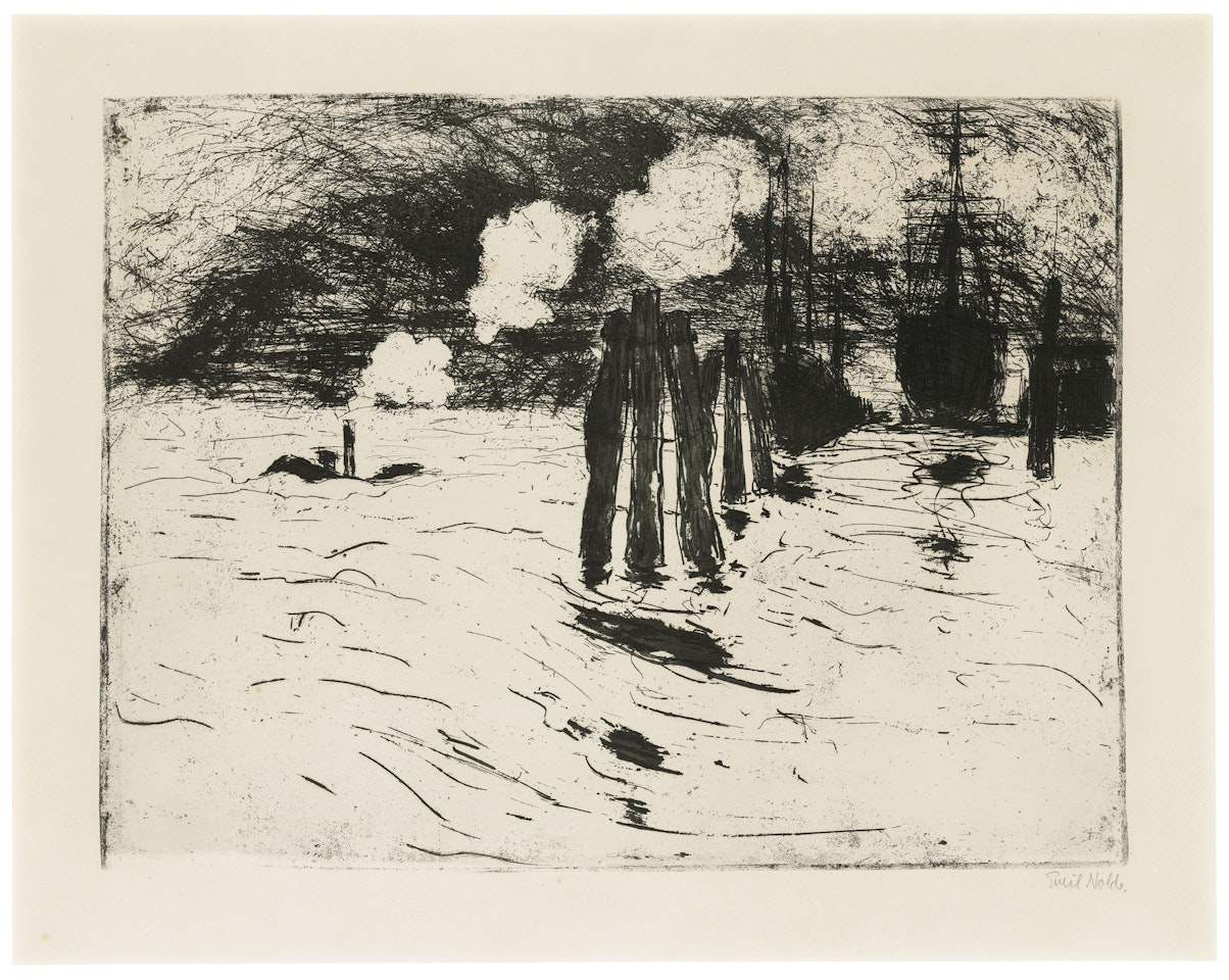 Hamburg, Schiff im Dock by Emil Nolde