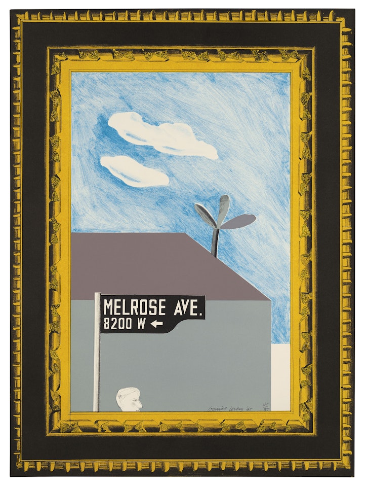 Picture of Melrose Avenue in an ornate Gold Frame, from: A Hollywood Collection by David Hockney