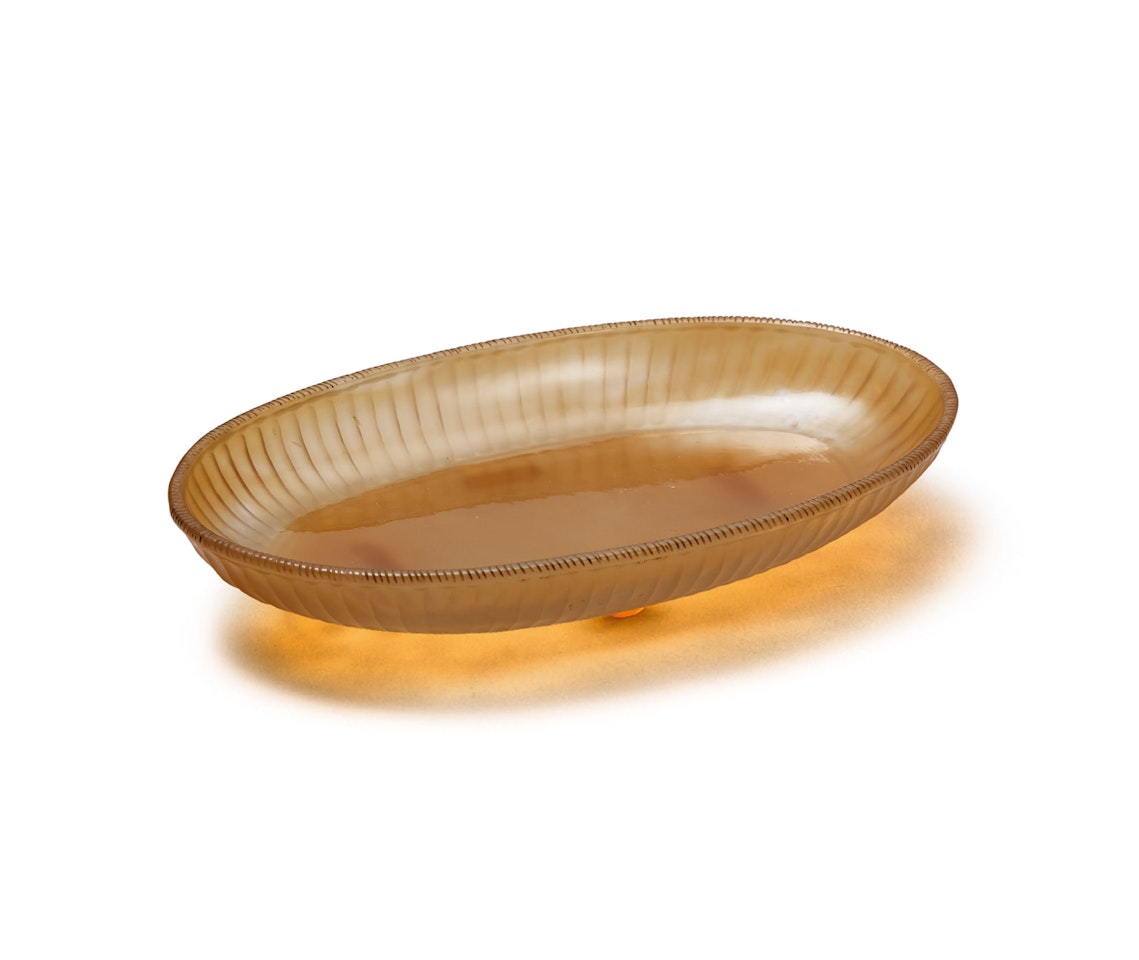 AN AGATE LOBED OVAL TRAY by Anonymous