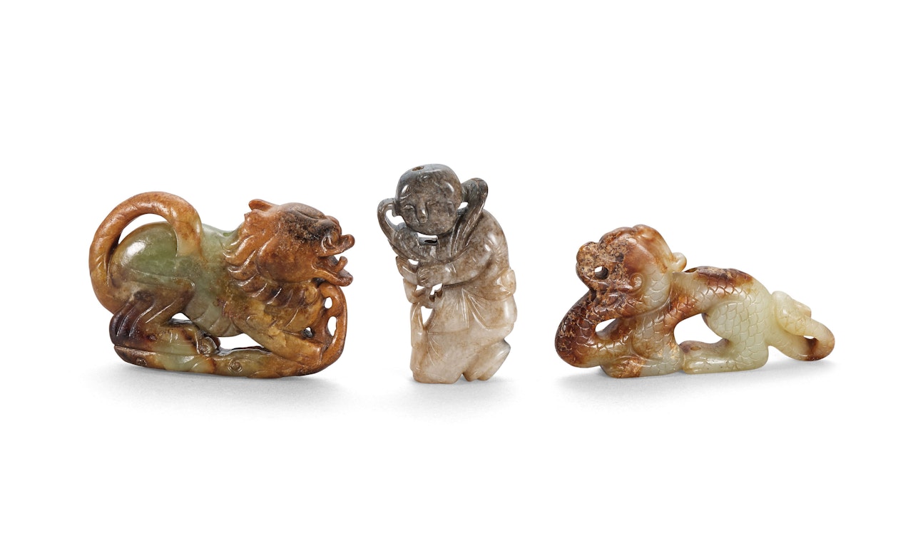 A GROUP OF THREE JADE CARVINGS by Anonymous