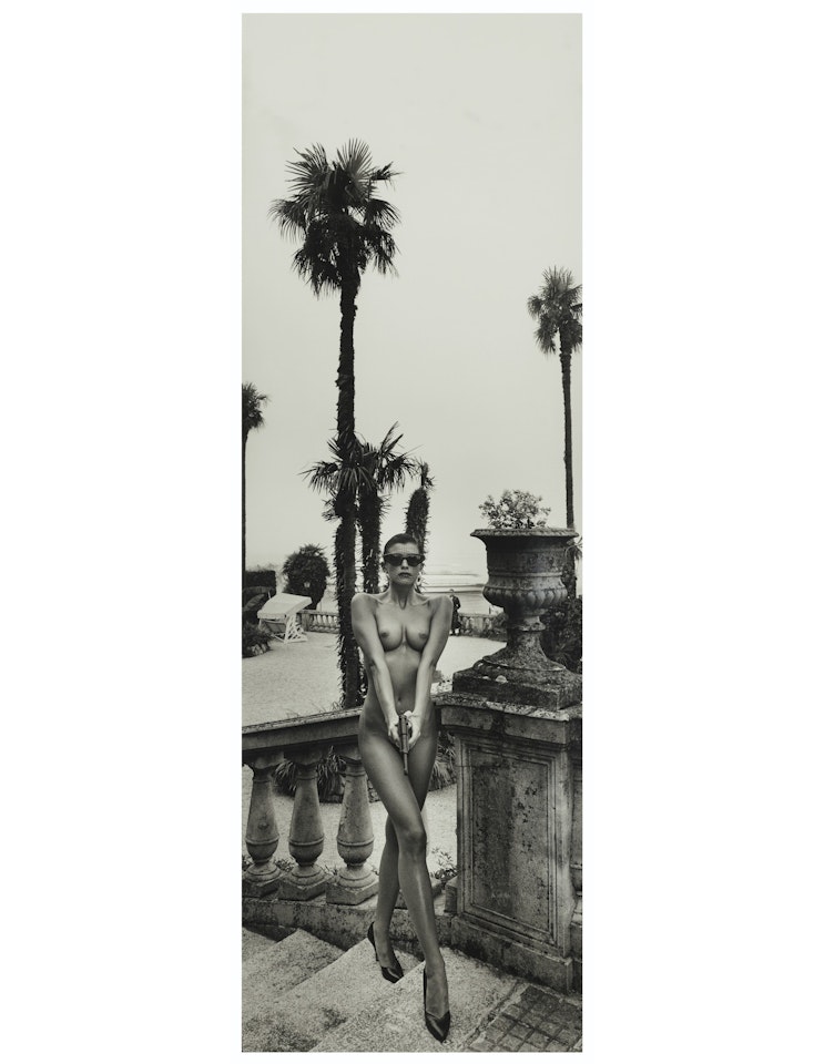 Panoramic Nude, Woman with Gun, Villa d'Este, Como by Helmut Newton