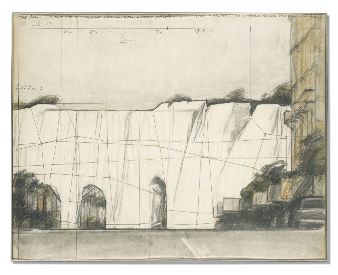 The Wall 1974 - Project For A Wrapped Roman Wall Porta Pinciana Delle Mura Aureliane by Christo