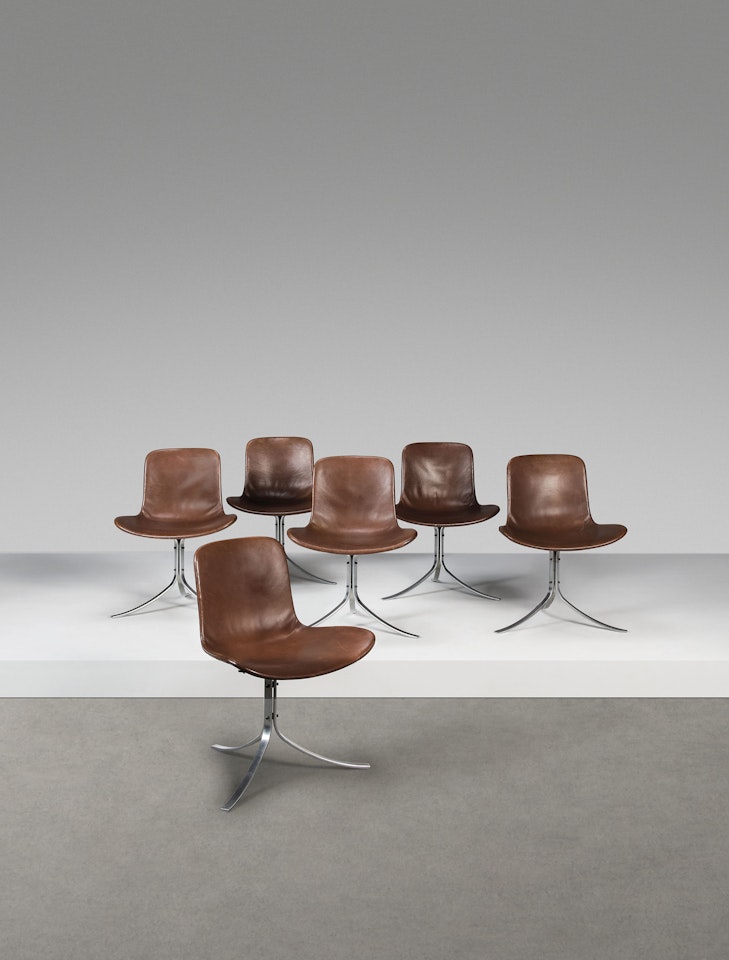 A SET OF SIX CHAIRS, MODEL NO. PK9 by Poul Kjaerholm