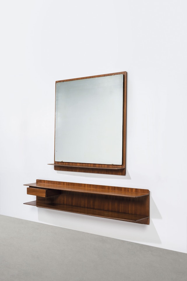 A UNIQUE WALL MOUNTED MIRROR AND SHELF, DESIGNED FOR A PRIVATE COMMISSION, MILAN by Gio Ponti