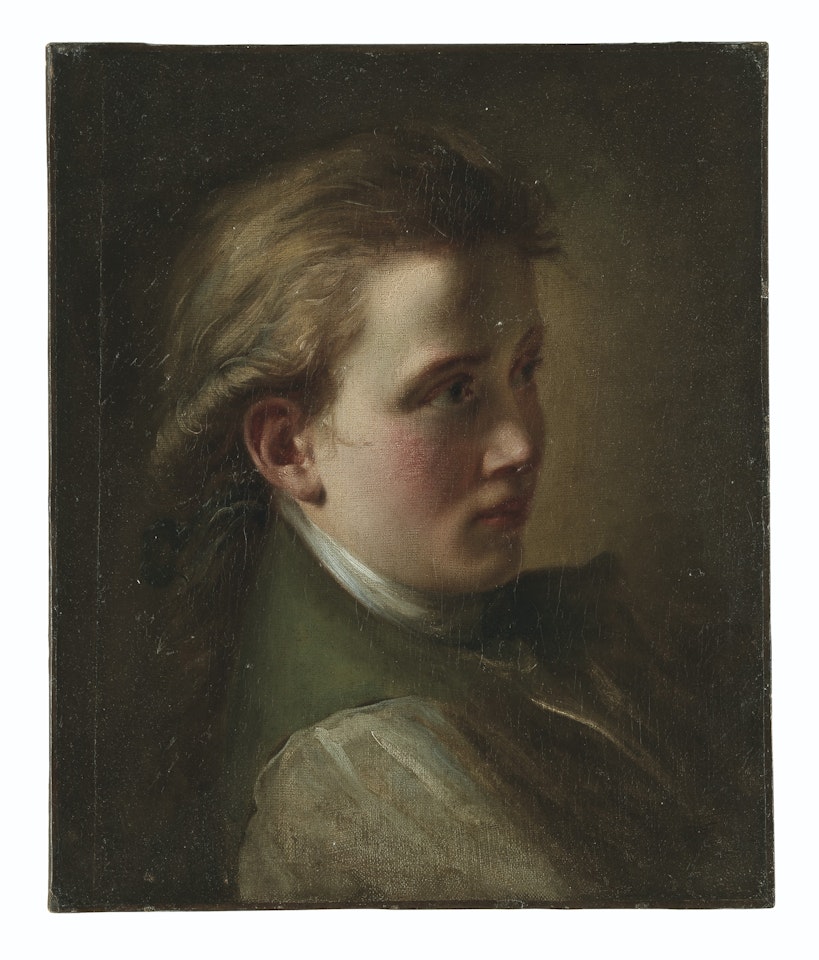 Portrait of a young man, bust-length, with a green waistcoat by French School