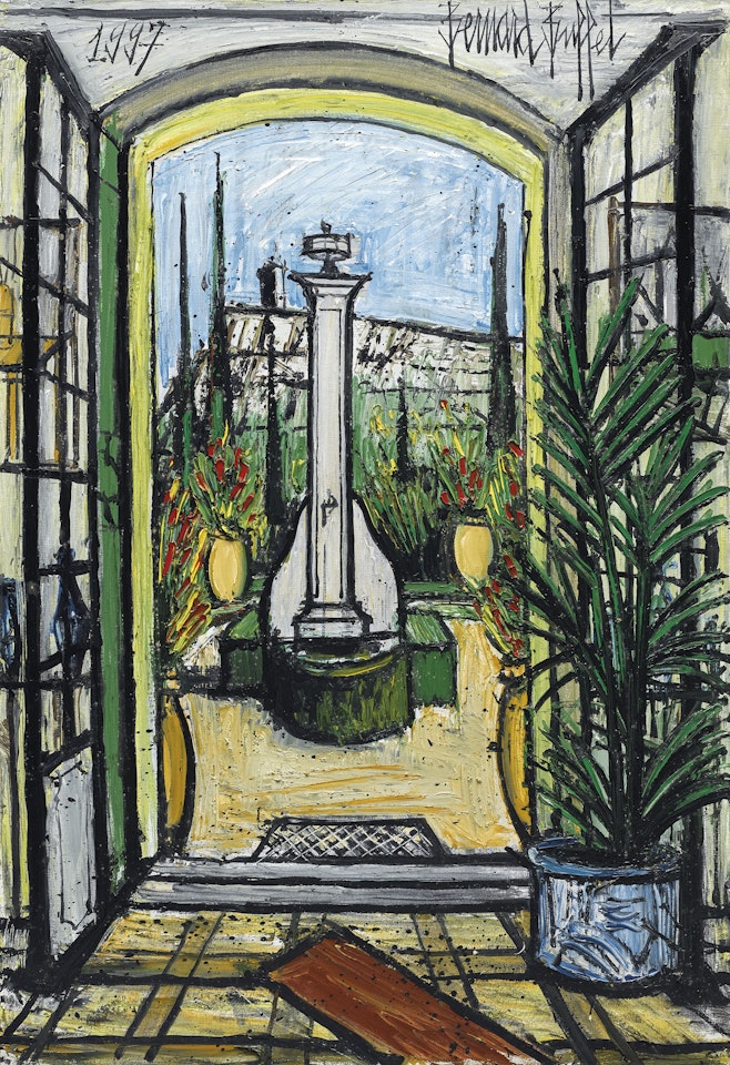 La Baume, Fontaine vue de l'entrée et les jarres by Bernard Buffet