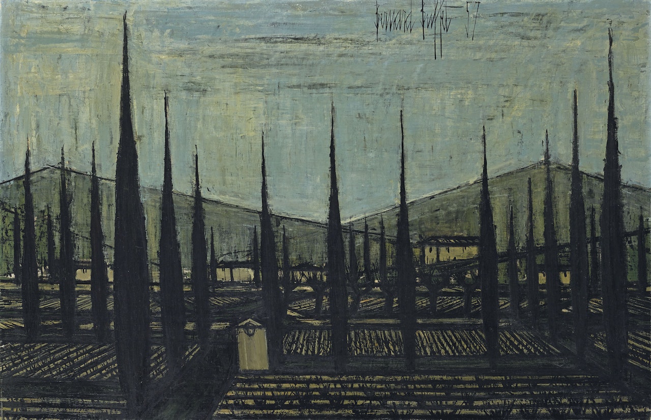 Paysage aux cyprès by Bernard Buffet