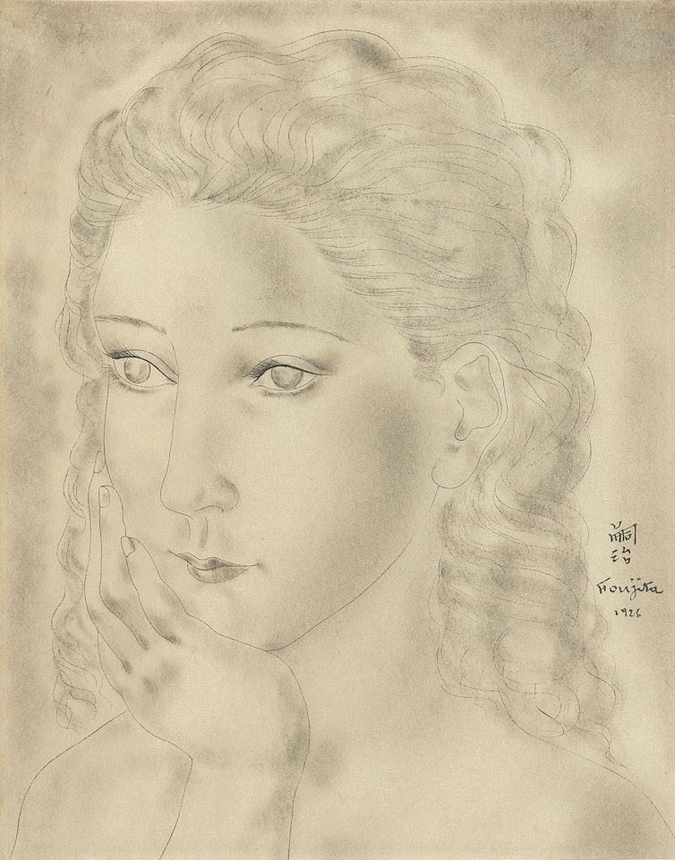 Visage de jeune fille pensive by Leonard Tsuguharu Foujita