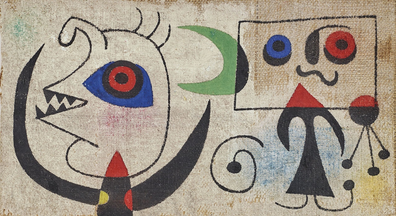 Personnages devant la lune by Joan Miró