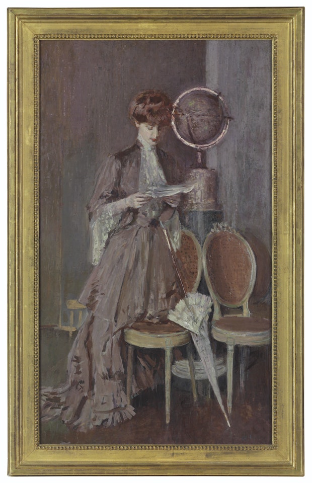 Portrait de Mme Helleu lisant debout by Paul César Helleu