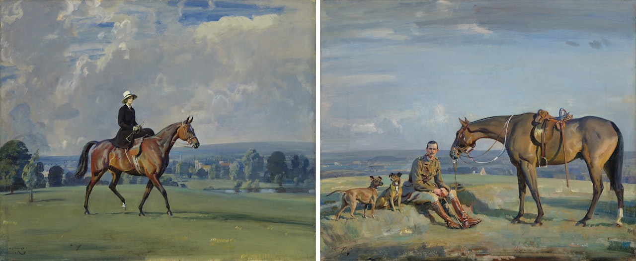 Portrait of Col. John Jacob Astor; and Portrait of Lady Violet Astor by Alfred James Munnings