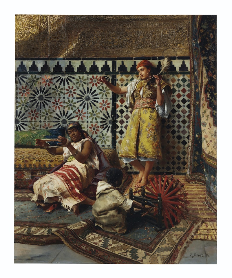 Spinning Yarn in the Harem by Rudolf Ernst