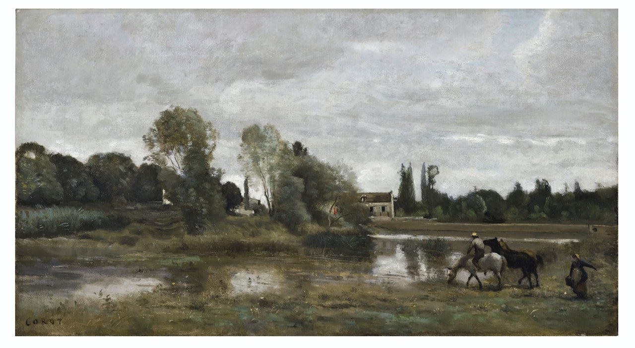 Ville d'Avray, L'abreuvoir des chevaux by Jean Baptiste Camille Corot