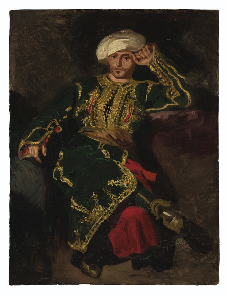 Seated Figure in Turkish Costume (Monsieur J. B. Pierret?) by Eugene Delacroix