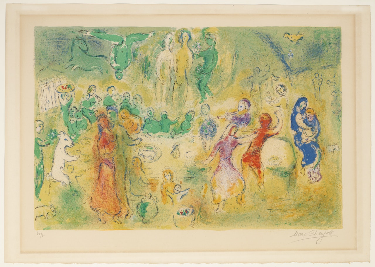 Festin nuptial dans la grotte des nymphes, from Daphnis et Chloé by Marc Chagall