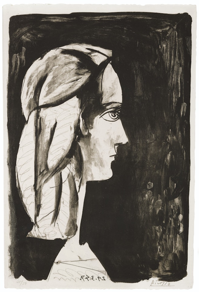 Profil au fond noir by Pablo Picasso