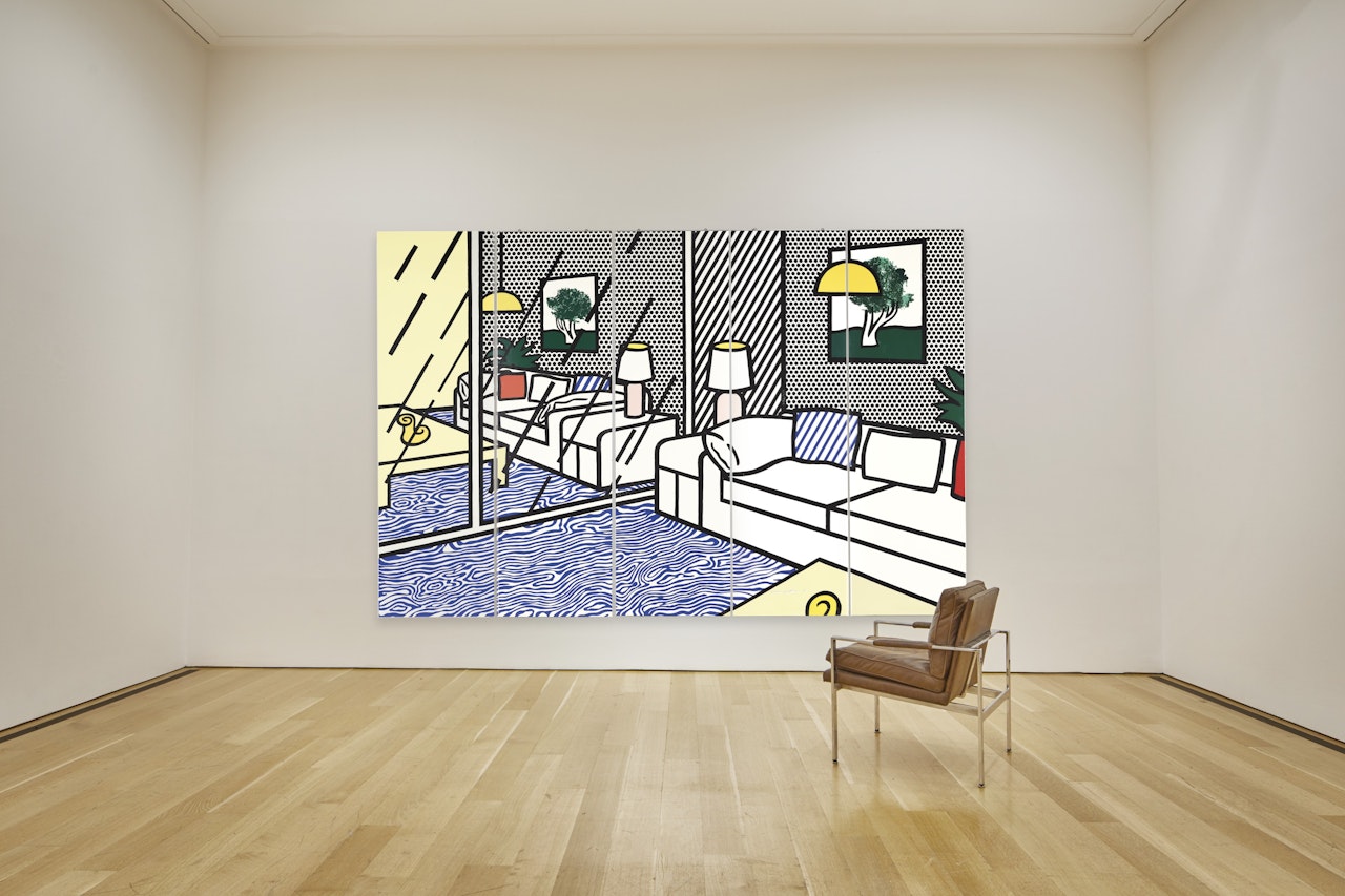 Wallpaper with Blue Floor Interior by Roy Lichtenstein