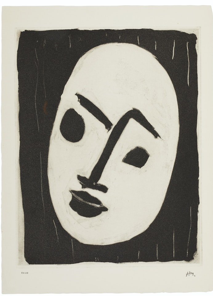 Masque blanc sur fond noir by Henri Matisse