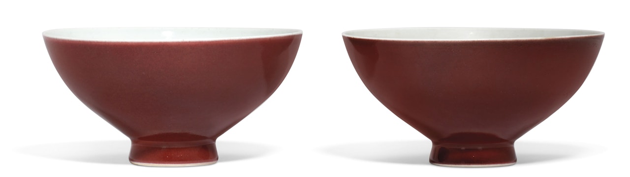A PAIR OF COPPER-RED GLAZED BOWLS by Anonymous