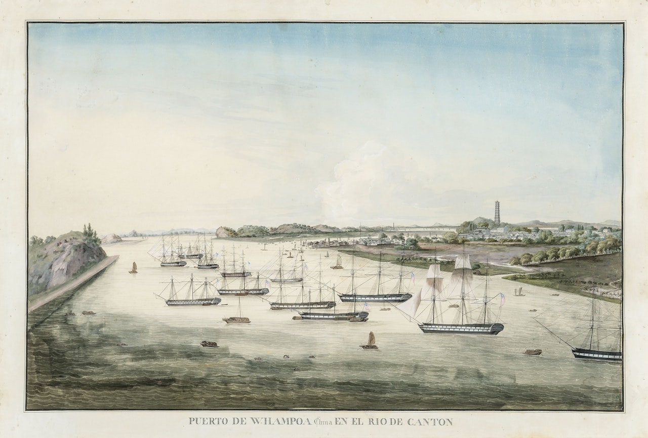 Puerto de Whampoa China en el Rio de Canton by Chinese School